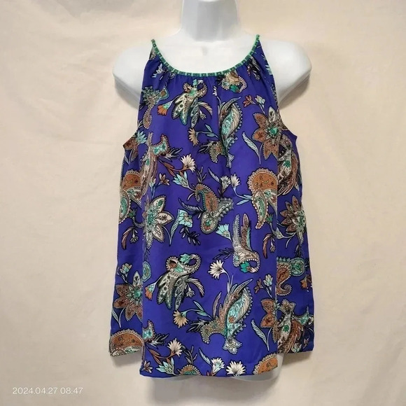 LOFT Tops - Ann Taylor LOFT Sz Medium Sleeveless Tank Blue Floral Pattern Boho Lightweight